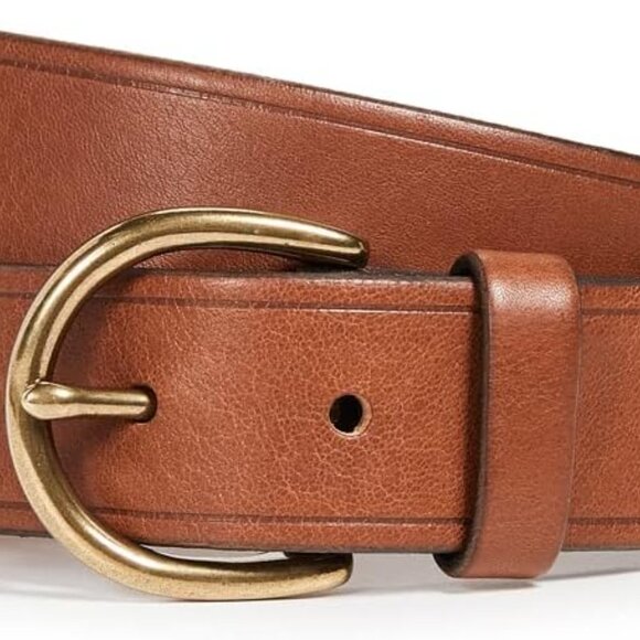 Elevate Your Look: Medium Women's Pecan Leather Belt with Gold-tone Buckle - Picture 1 of 5